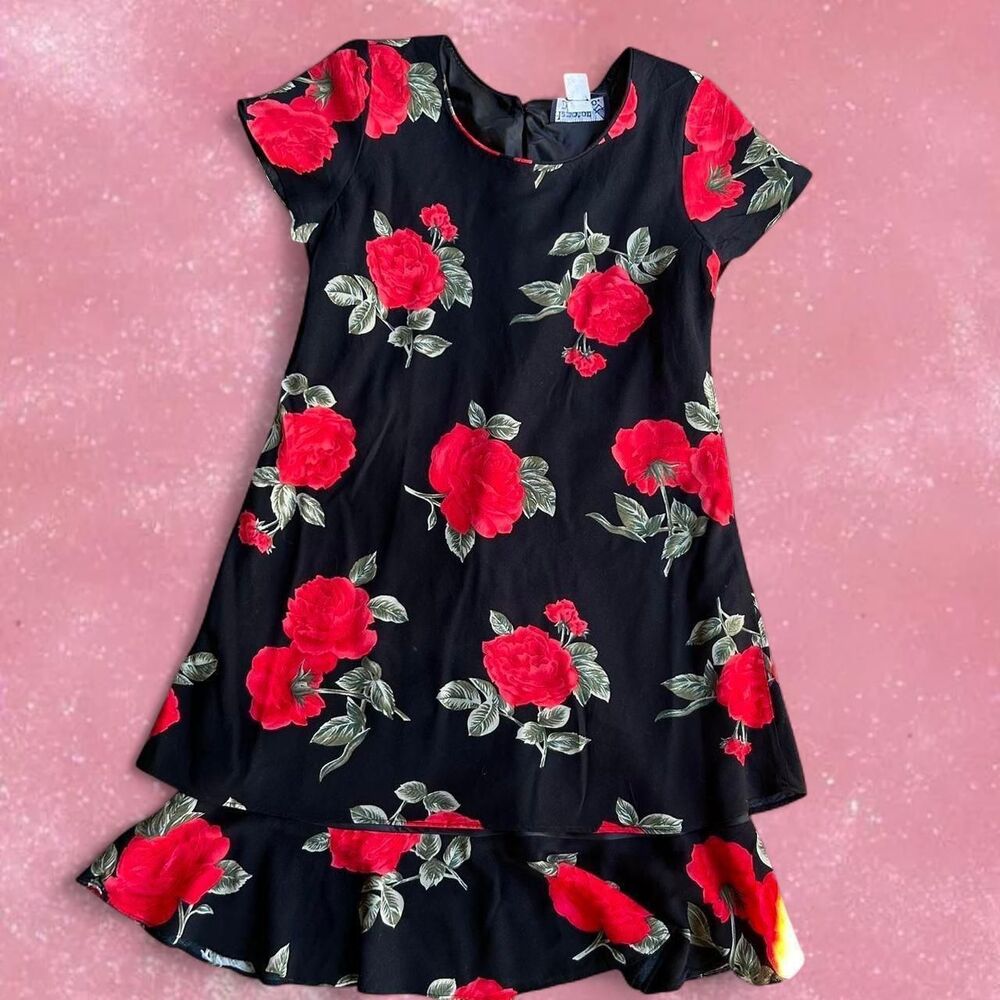 Black Dress with Red Roses